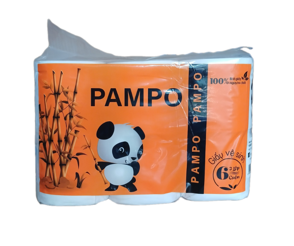 Lốc 6 cuộn Giấy vệ sinh PAMPO, 1 cuộn lên đến 400 tờ, Giấy Siêu mịn Siêu dai, không rã liền khi gặp nước, giấy cuộn không lõi hàng đẹp
