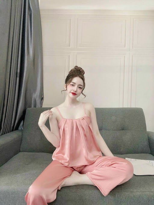 Set đồ ngủ Satin 2 dây dập ly siêu xinh