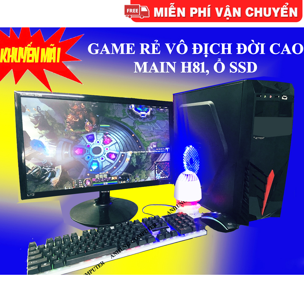 [Trả góp 0%]Bộ máy tính game phổ thông CF LOL Fifa game online... đời cao intel 22nm RAM 8Gbổ SSD điện tử siêu nhanh màn 19inch HD SP TRỌN BỘ CẮM ĐIỆN LÀ CHƠI