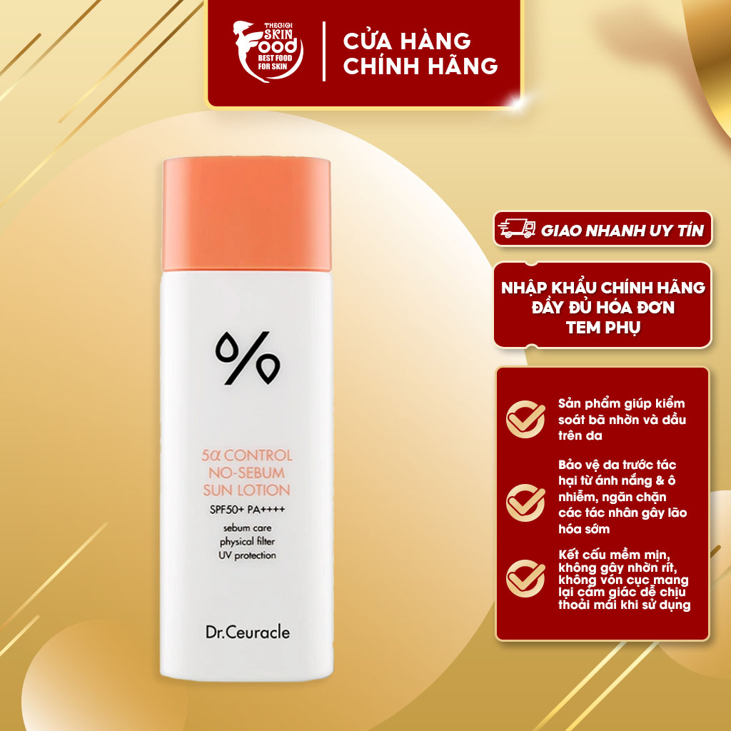 Kem chống nắng kiểm soát dầu dr.ceuracle 5alpha control no sebum sun lotion 50ml spf50+ pa ++++