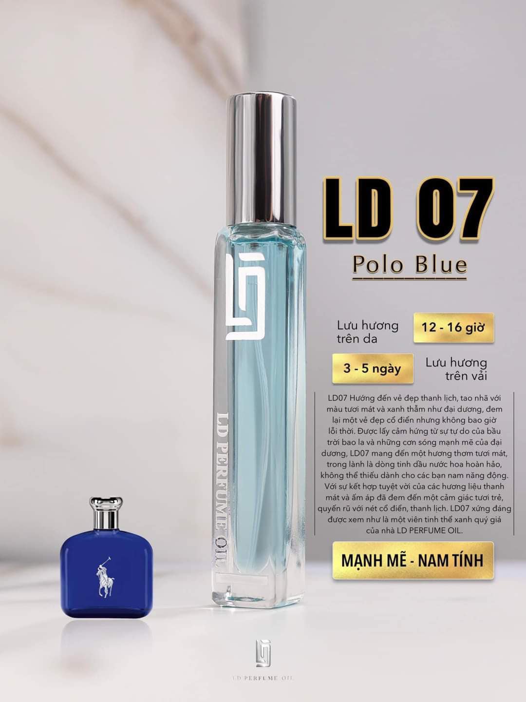 Tinh dầu nước hoa Nam LD07 POLO BLUE 12ml LD PERFUME OIL
