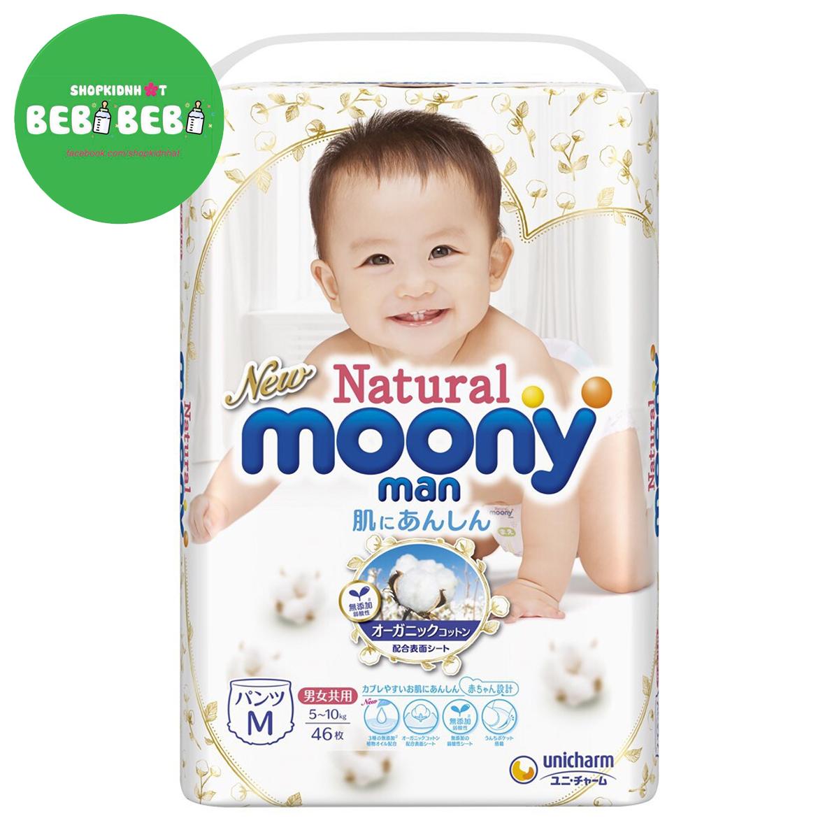 Tã/ Bỉm dán/ quần MOONY NATURAL Nhật Bản (Đa dạng size cho bé)