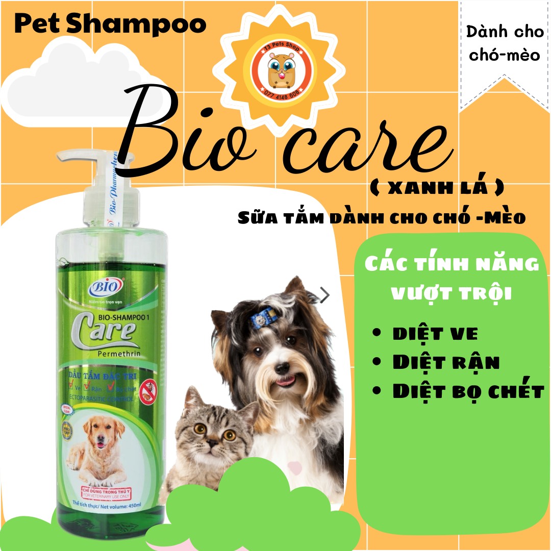 sữa tắm diệt ve, rận, bọ chét Bio Care dành cho chó mèo 200ml - 500ml