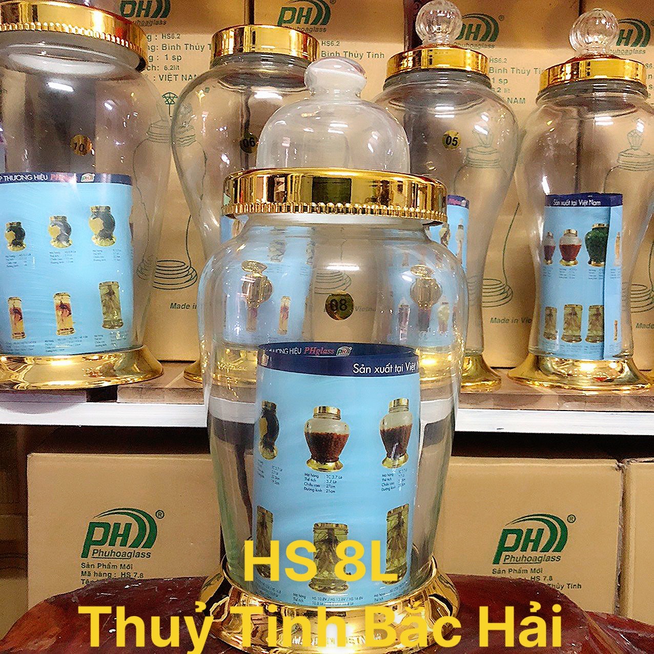 Bình thủy tinh và hũ thủy tinh ngâm rượu hs8l không van- thủy tinh bắc hải