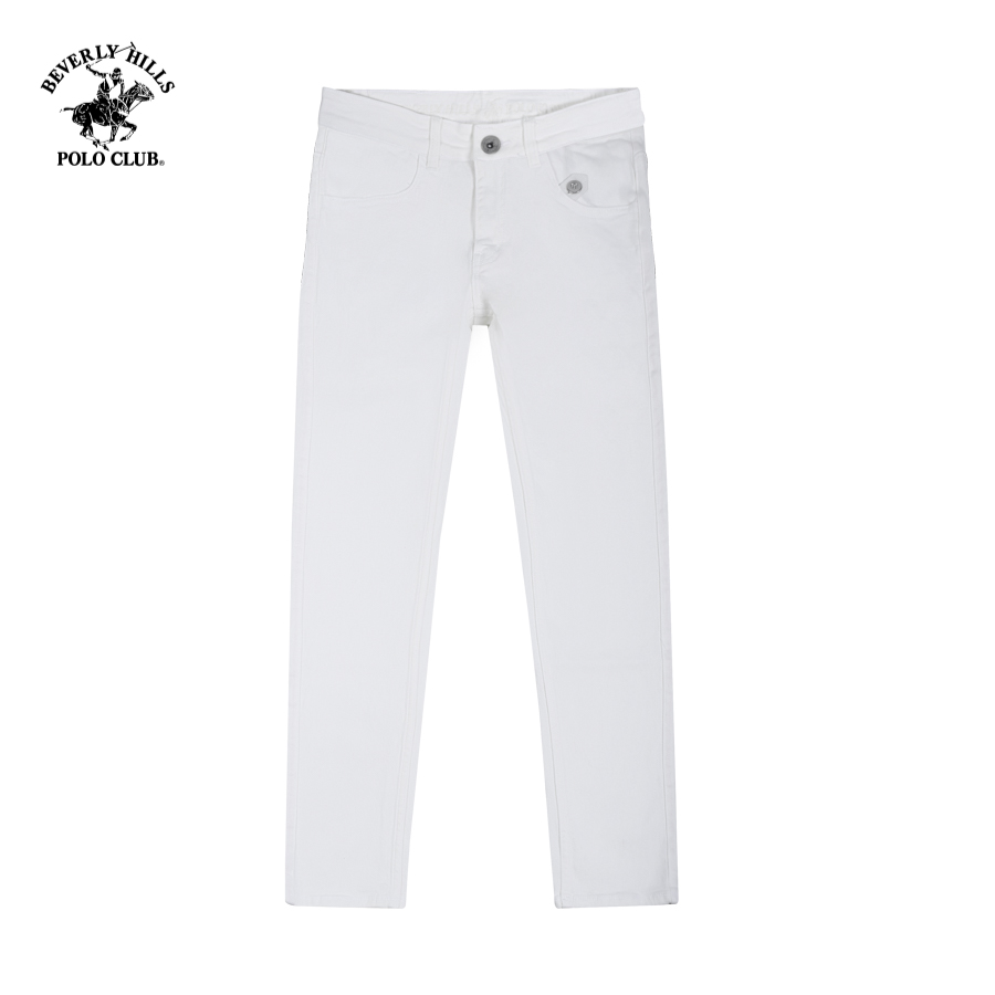 Beverly Hills Polo Club-Quần Jean Nam Slim Fit Trắng Trơn-QKMSLW23V003