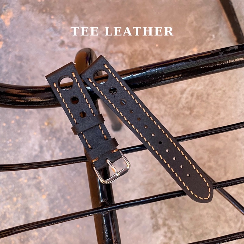 Dây da đồng hồ khâu tay thủ công, dây đồng hồ size 18mm, 20mm, 22mm, 24mm, màu đen - tee leather