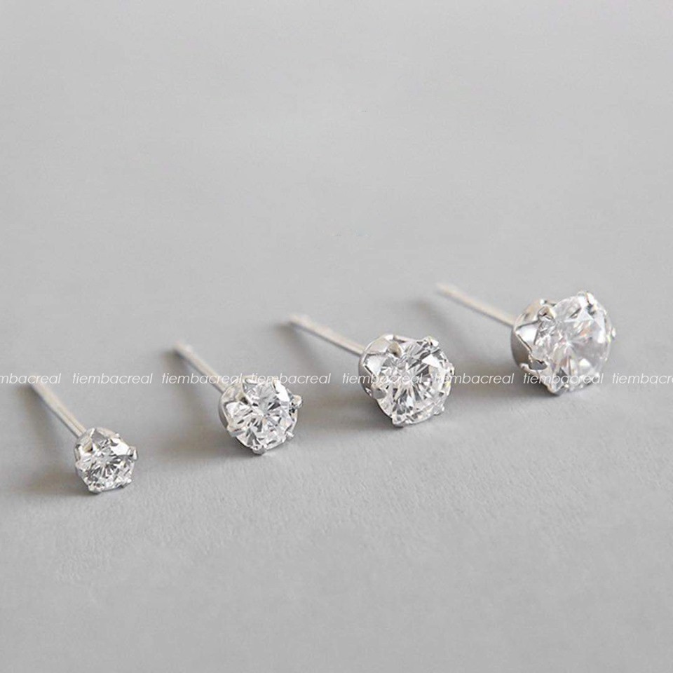 Bông Tai Nụ Đá Chất Liệu Bạc Ta Nguyên Chất, Bông Tai Châm Đá Nụ Đơn Giản Dễ Phối Đồ