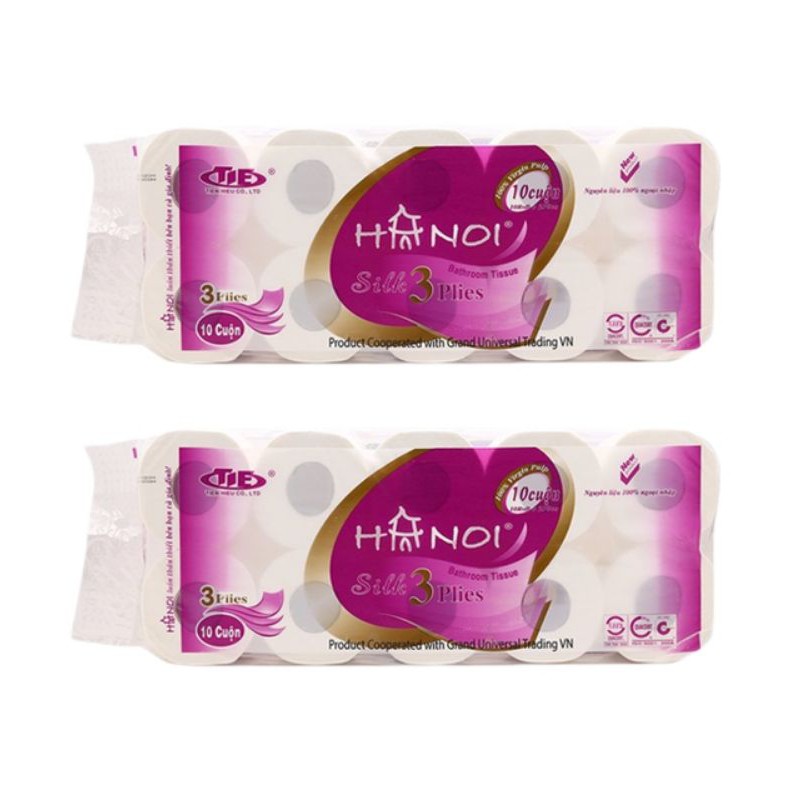 Combo 2 bịch giấy vệ sinh hà nội 3 lớp siêu dai có lõi - giấy vệ sinh cuộn