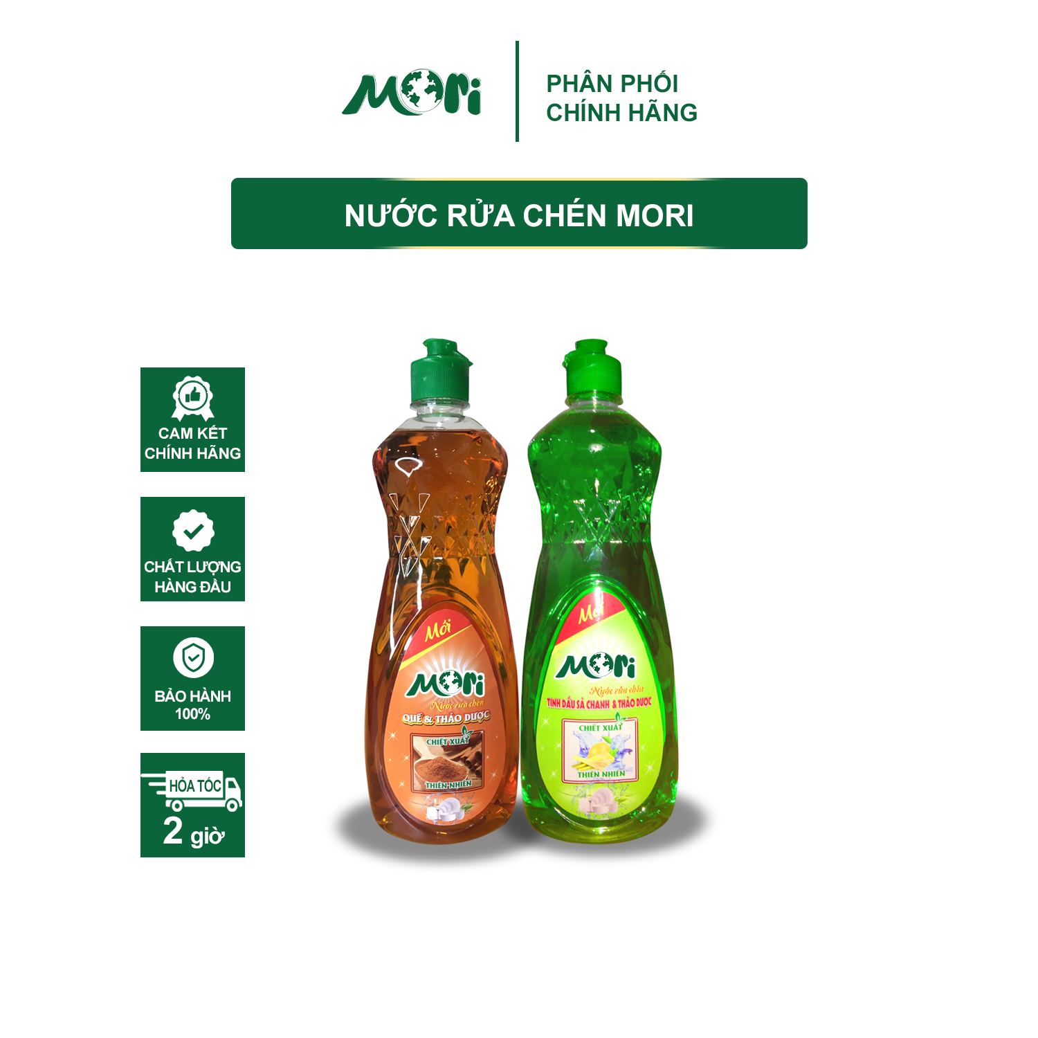 Nước rửa chén Mori 800ml Hương Quế, Hương Sả chanh