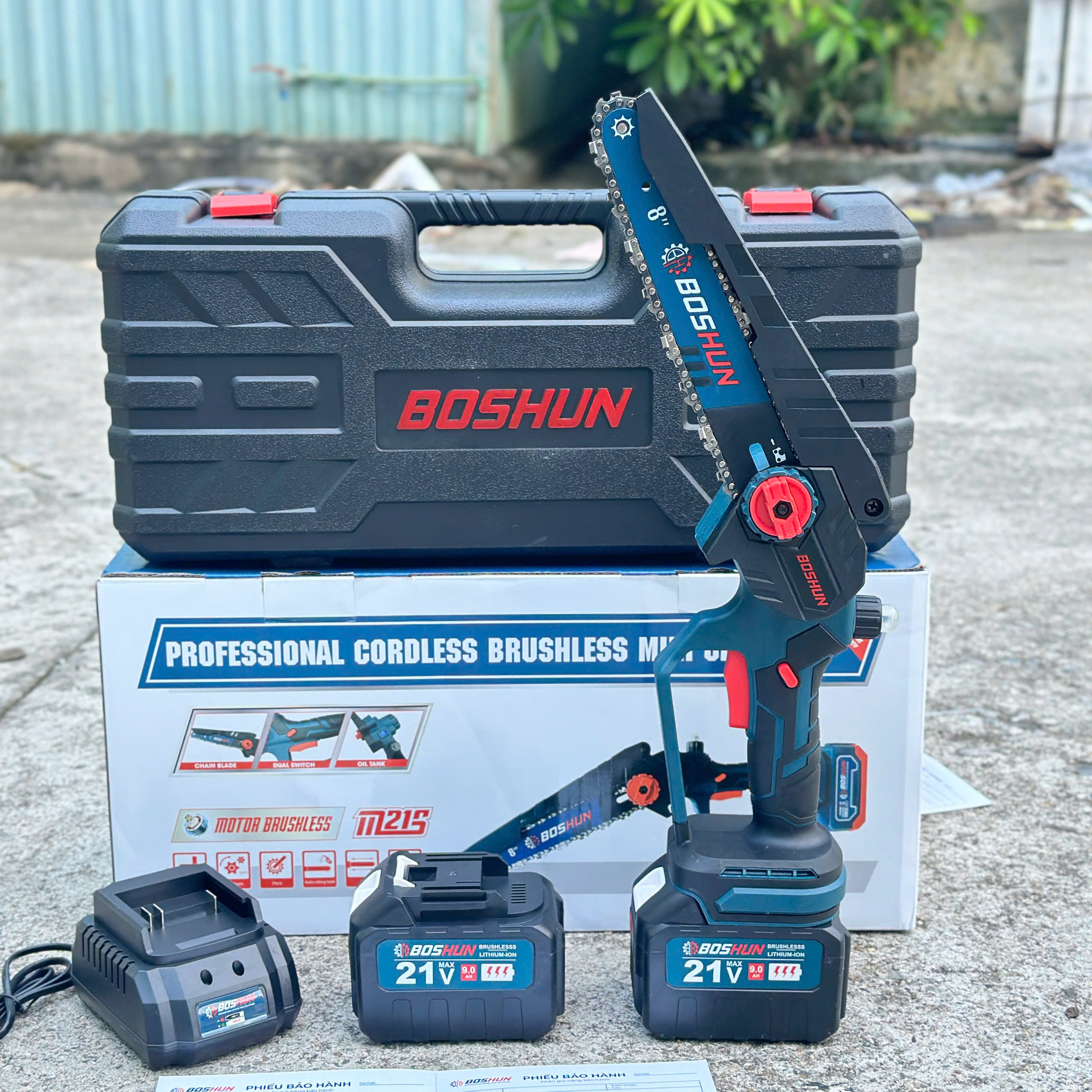Máy Cưa Xích Chạy Pin Boshun Động Cơ Từ Không Chổi Than Bảo Hành  6 Tháng