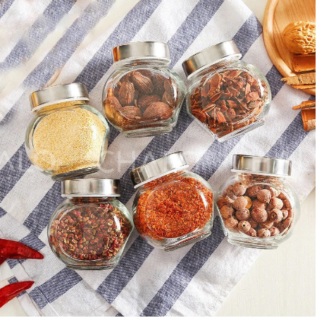 Hũ thuỷ tinh nghiêng nắp nhựa 180ml - hũ trơn không in hình