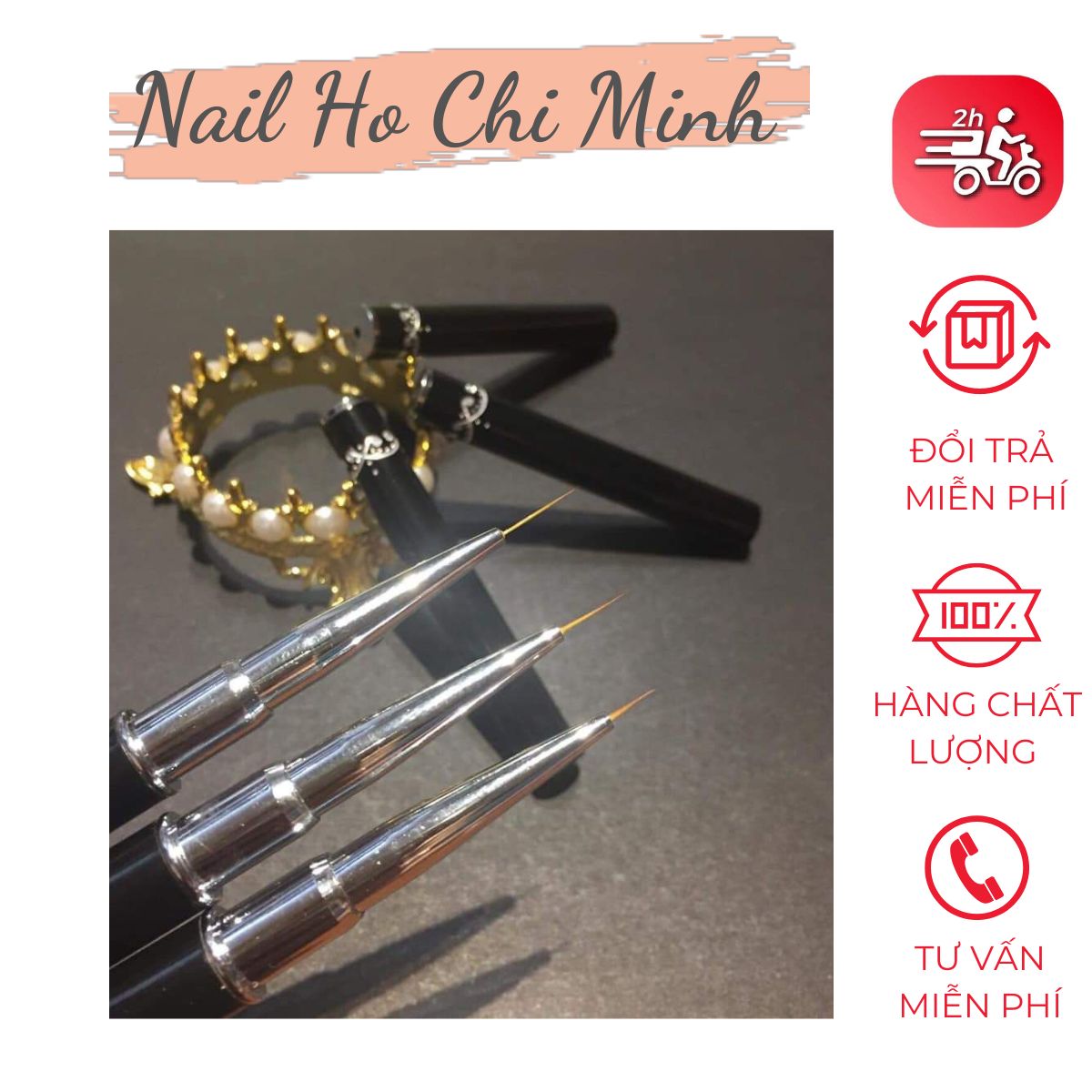 [HCM]Cọ Nét Cán Đá Cao Cấp 3 Size (5mm 9mm 11mm) - Cọ vẽ nail chuyên dụng (có bán từng chiếc)
