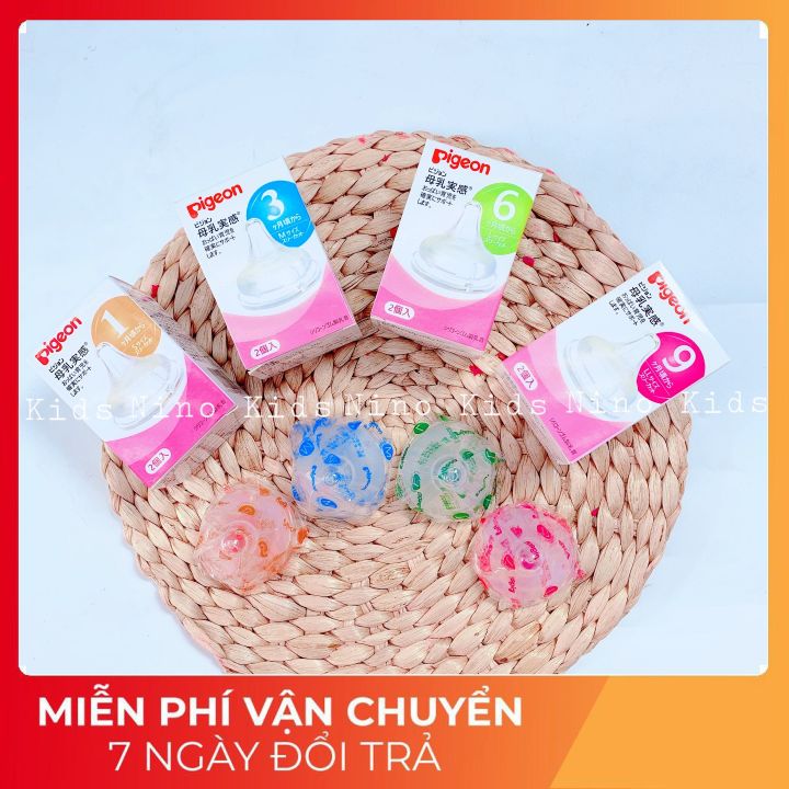 Núm vú pigeon cổ rộng nội địa nhật ninokids-hính hãng-hộp 2 cái silicon siêu mềm,dai đủ size s/m/l/ll ⭐