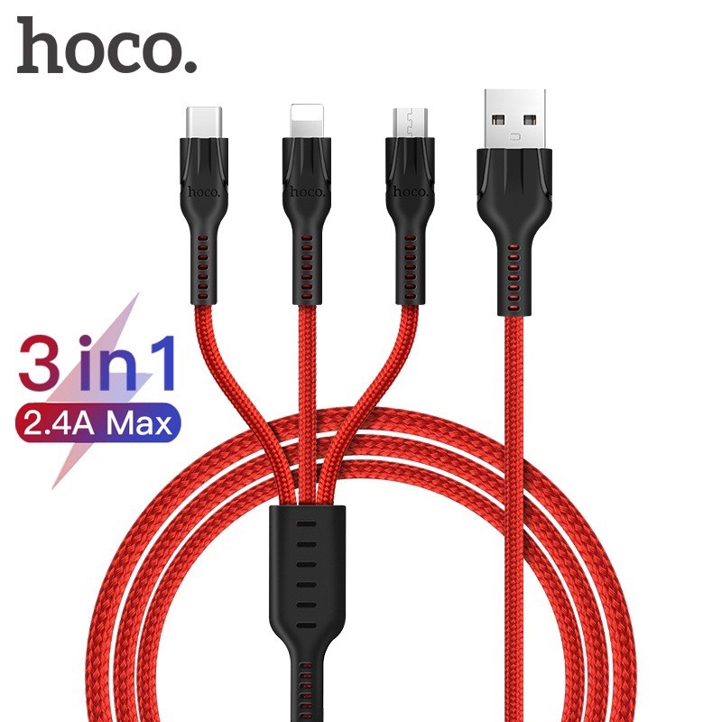Cáp sạc hoco u31 - 3 đầu - dây dù - siêu bền