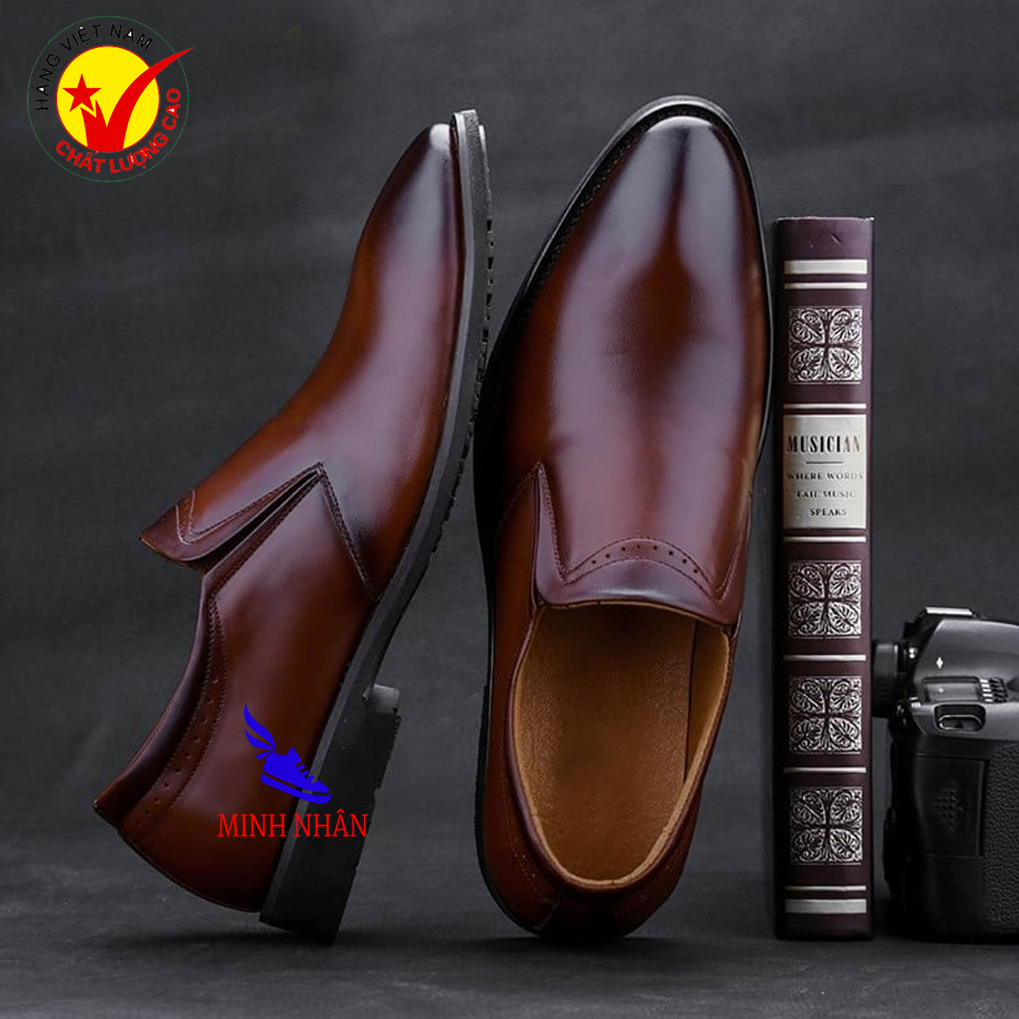Giầy Lười Nam Da Bò giày mọi nam da bò Bảo hành 12 tháng Giày Cổ điển Da Doanh Nhân Đơn Giản Giày xỏ nam Giày Tây Giày Công Sở hàng hiệu cao cấp giá rẻ sang trọng L-2 màu NÂU