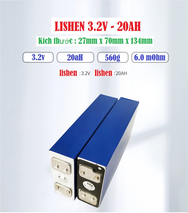 Pin lishen lithium lipo 3.2v 20ah, pin sạc, 20000mah hiệu suất cao hpelis01
