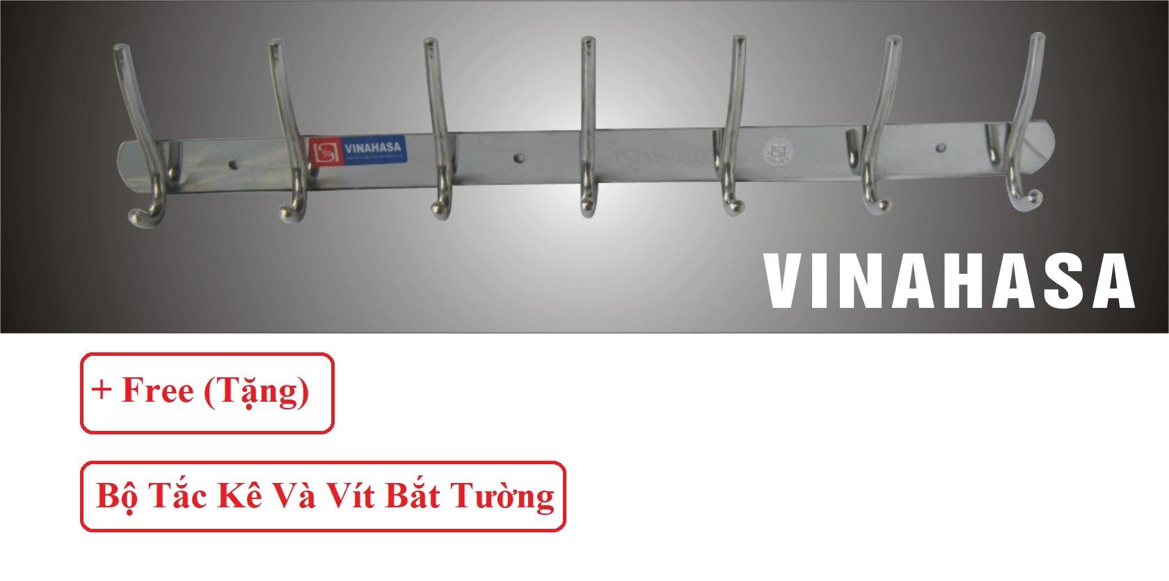 Móc treo quần áo inox gắn tường Vinahasa MH211 7 Móc Kép Siêu Bền – Siêu chắc Chịu tải lên đến 15kg (Tặng bộ vít nở - bảo hành 12 tháng – 1 đổi 1 trong vòng 7 ngày)