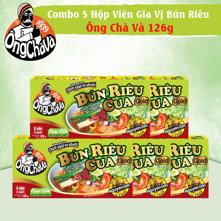Combo 5 hộp viên gia vị bún riêu cua gold ông chà và 126g