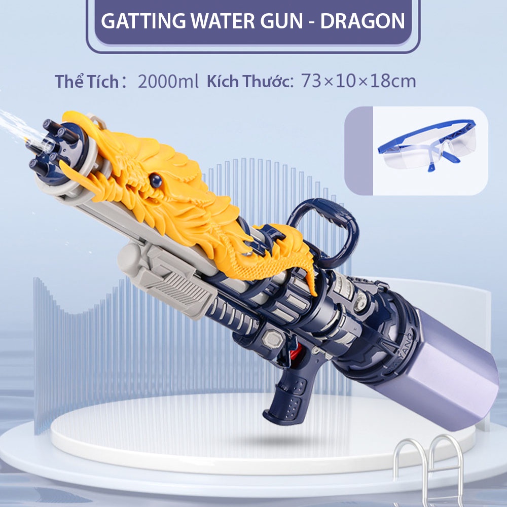 Súng nước rồng áp lực, súng nước khủng long cỡ lớn, kích thước lớn 73cm cực chất, đồ chơi đi biển mùa hè