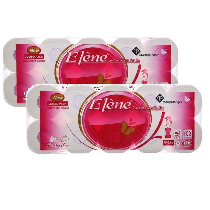 Combo 2 lốc Giấy vệ sinh Elene hồng 10 cuộn 3 lớp