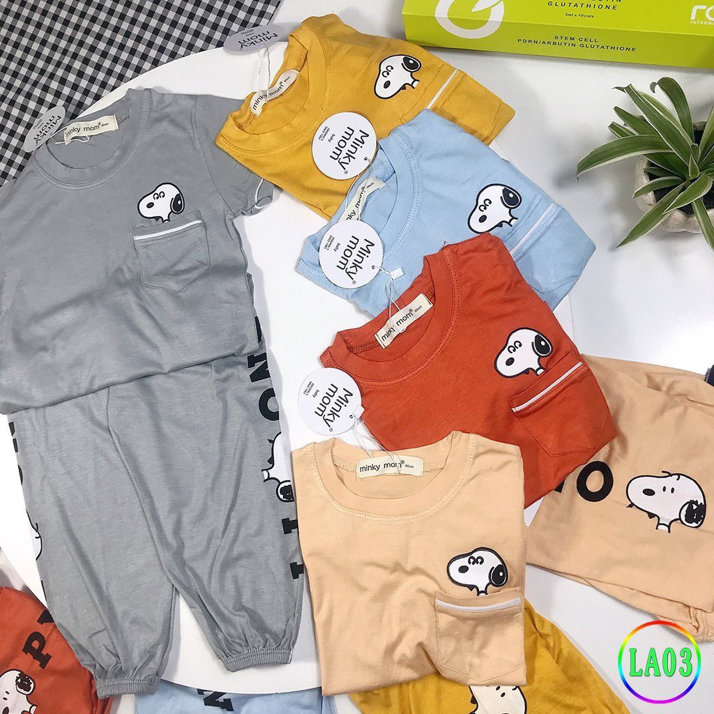 Bộ Tay cộc quần dài THUN LẠNH MINKY MOM ALIBABA SNOPPY CHO BÉ TRAI