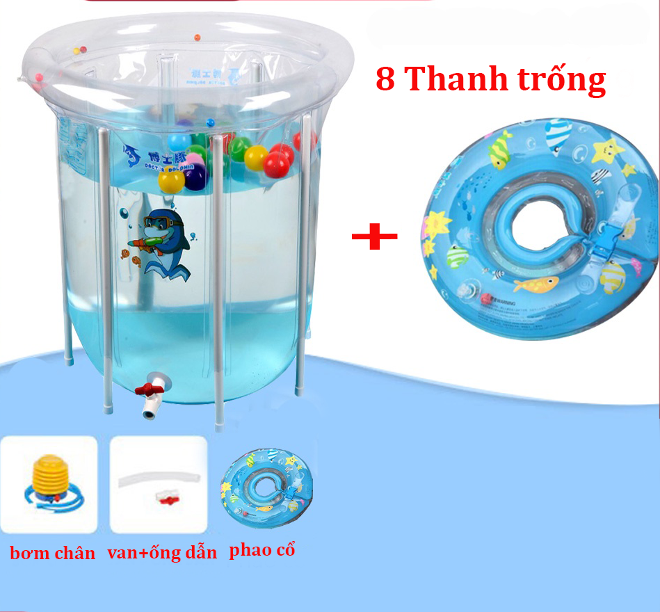 Bể bơi cho bé thành cao kèm PHAO BƠI 8 THANH CHỐNG BỂ ĐỦ PHỤ KIỆN CHÍNH HÃNG KÍCH THƯỚC 80x80cm