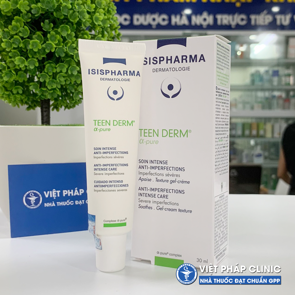 Kem giảm mụn trứng cá Isispharma TeenDerm Alpha Pure 30ml
