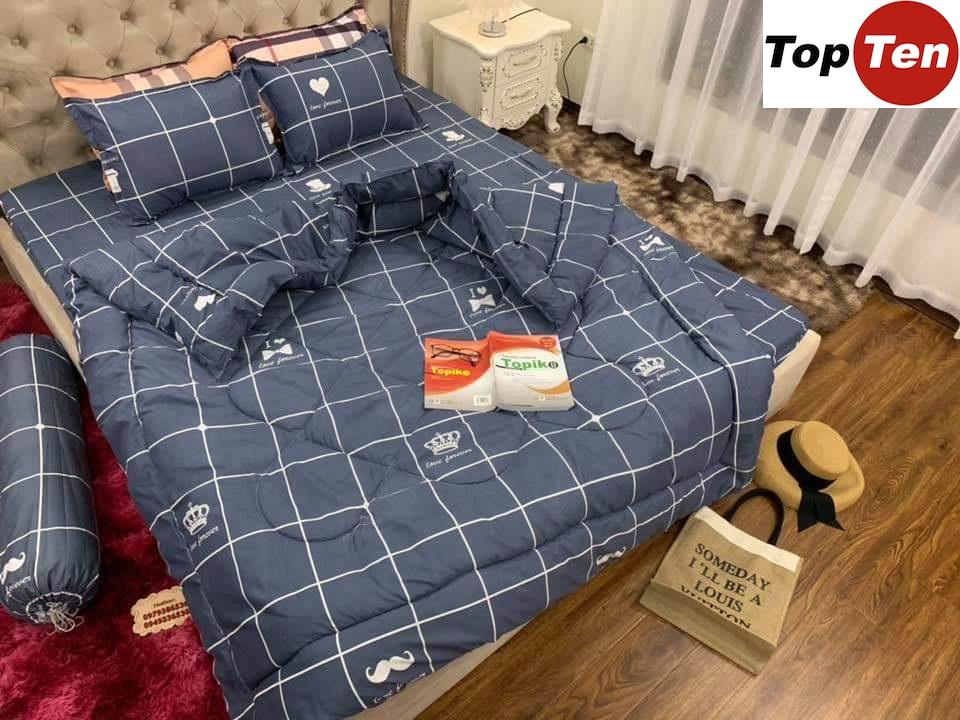 [HCM]Bộ ga gối Drap 1m2 Cotton Poly Vikona mẫu râu kẽm A0011