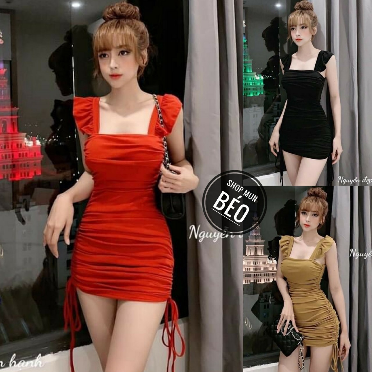 [MẪU MỚI] Đầm Body Dây Rút Sườn Cánh Tiên Thun Borip Thích Hợp Mặc Đi Tiệc Đi Làm Đi Chơi Phù Hợp Với Mọi Phong Cách