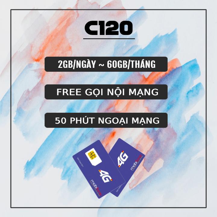 [HCM]Sim VIP 4G tôc độ cao 10 số Mobifone C120. Mỗi tháng Tặng 60GB + miễn phí nội mạng dưới 20p +50