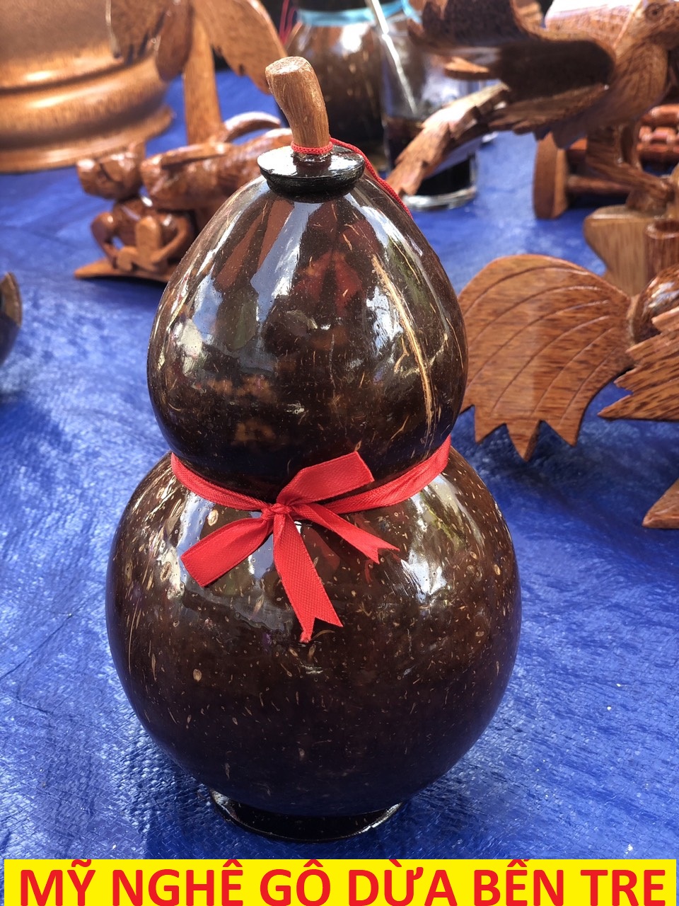 Có Video - Bình Hồ Lô bằng gáo dừa - hồ lô đựng rượu - mỹ nghệ dừa Bến Tre -  DANH DUA SHOP