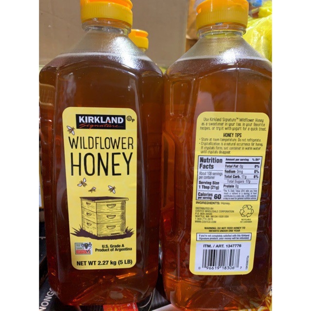 -Mật Ong Kirkland Signature Wild Flower Honey chai 2.27kg - Mỹ