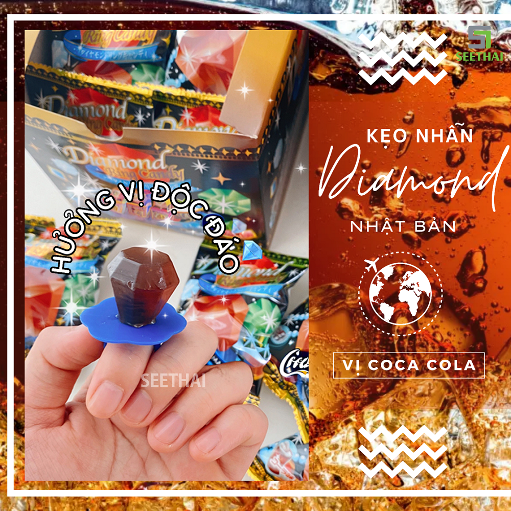 Kẹo nhẫn trái cây Nhật Bản DIAMOND 10gr kẹo nhẫn coca cola đồ ăn vặt trẻ em ring pop candy