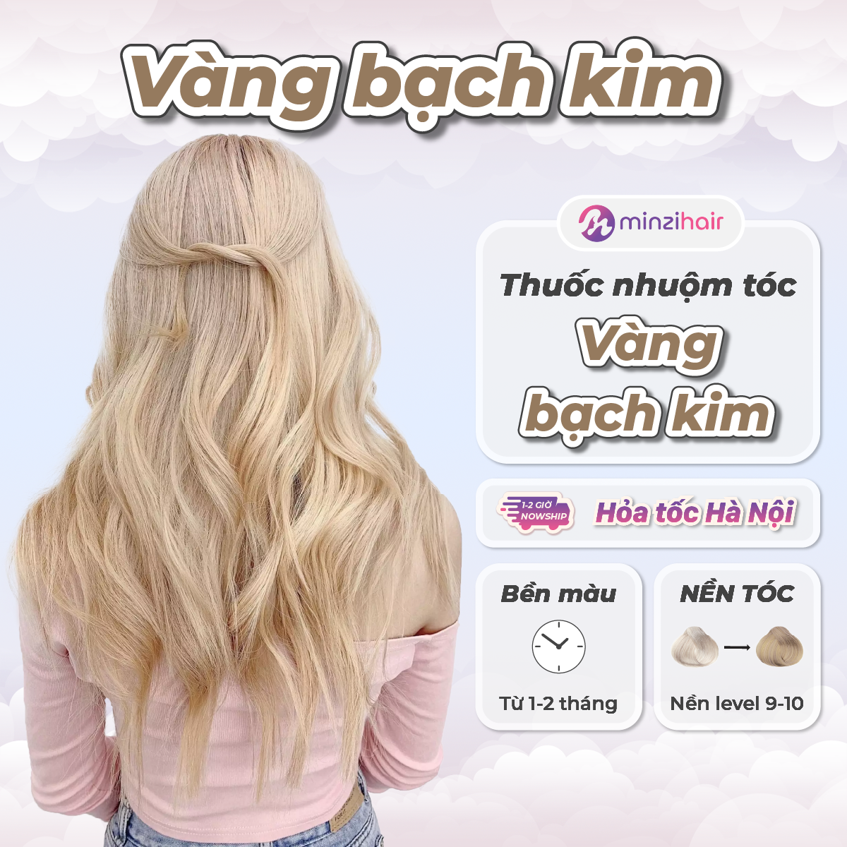 Thuốc nhuộm tóc Màu Bạch Kim - Cần Tẩy Tóc - Minzihair HN