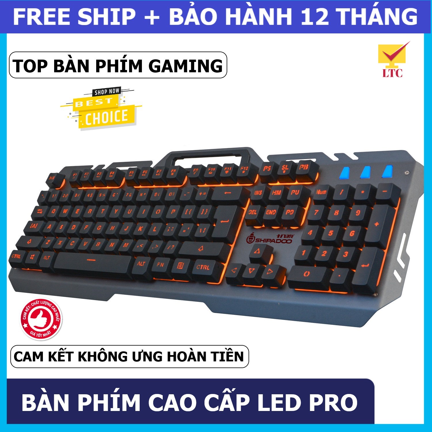 Bàn phím game máy tính, pc, laptop có đèn LED T21, giả cơ cao cấp, khung kim loại siêu bền, keyborad gaming gõ cực đã kết nối qua cổng usb - LTC