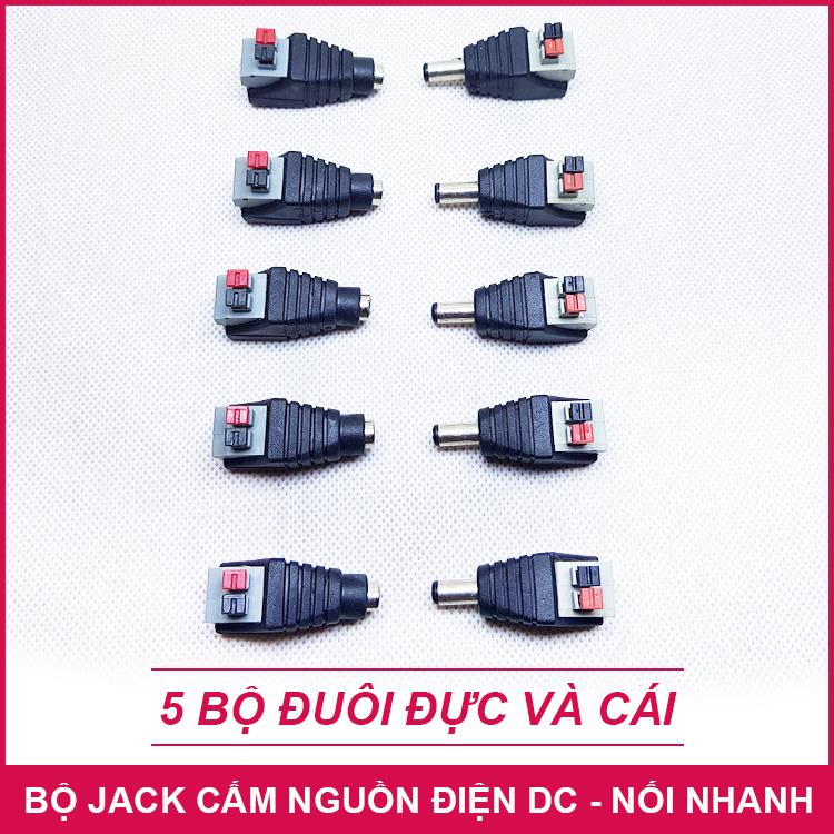 [HCM]Bộ 5 Jack Cấm Nguồn Điện DC đực cái kiểu nối nhanh - 10 cái