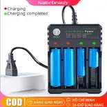 Sạc Pin Tự ngắt và có đèn báo khi đầy 4 Khe cao cấp dùng cho pin 18650 AA pin sạc 18650 xịn