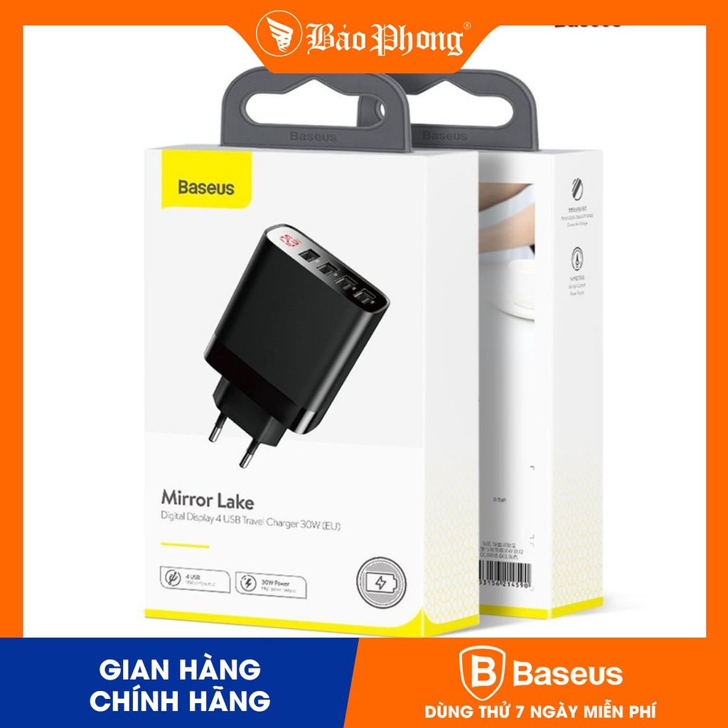 Sạc 4 cổng usb 30w baseus mirror lake digital