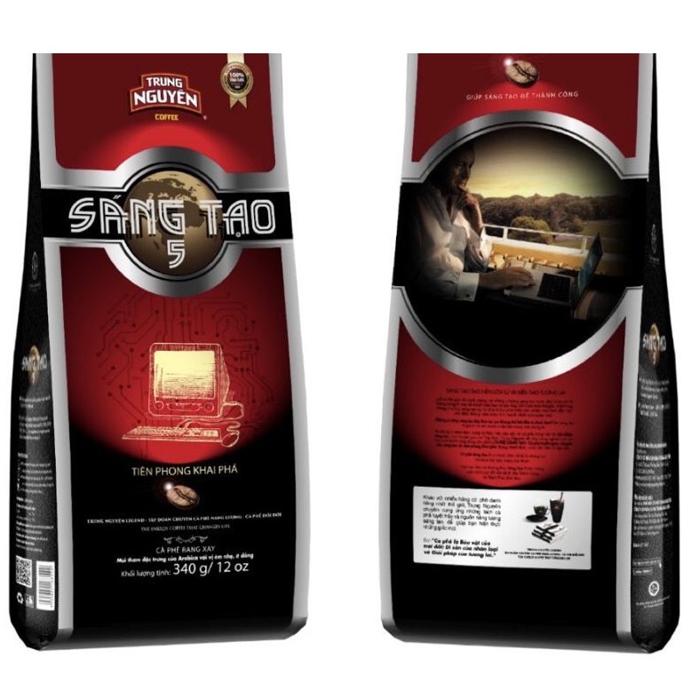 Cà phê rang xay sáng tạo 5 - trung nguyên legend - bịch 340gr/1 gói