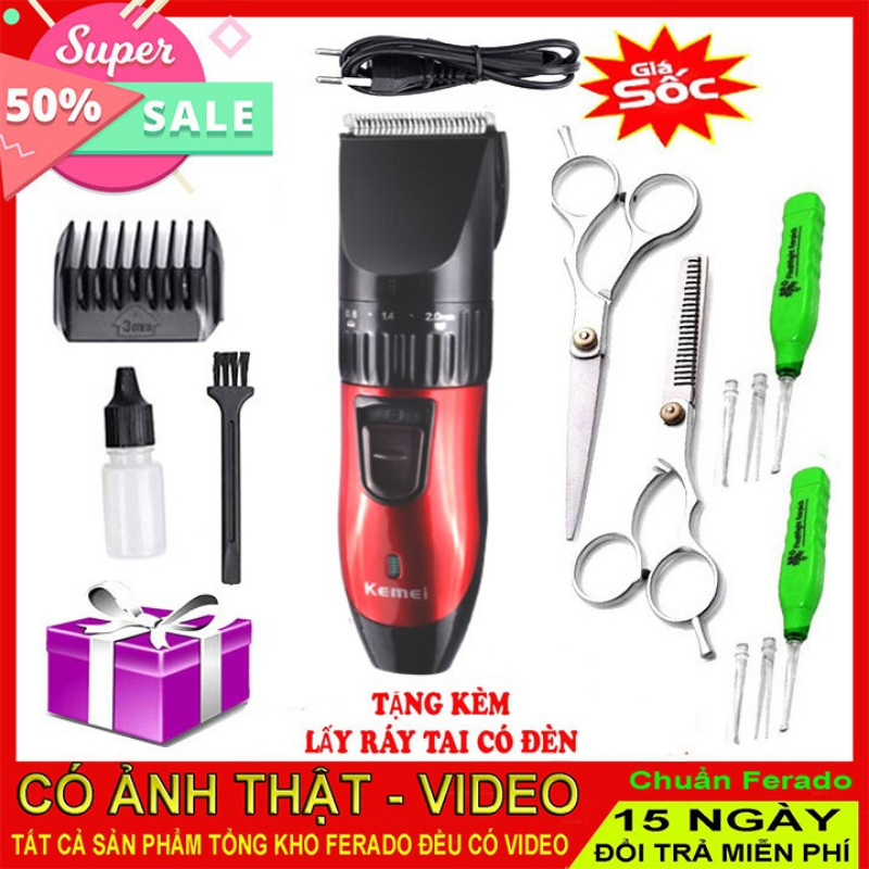 Tăng đơ cắt tóc gia đình trẻ em Kemei KM 730, Tông đơ cắt tóc đa năng cho bé, không dây, chuyên nghiệp tại nhà