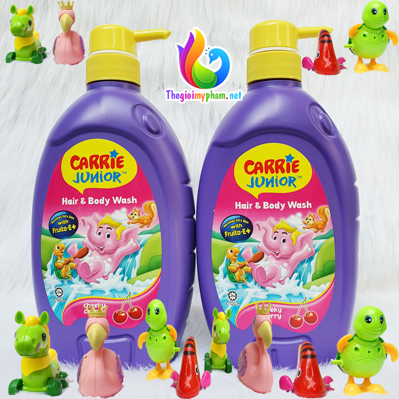 [Tặng Thú Chạy Cót] Combo 2 Sữa Tắm Gội Toàn Thân Em Bé Carrie Junior Hương Cherry 700g