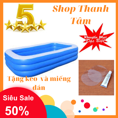 Bể bơi gia đình 305x180x60cm dày dặn cao cấp kèm phụ kiện dán