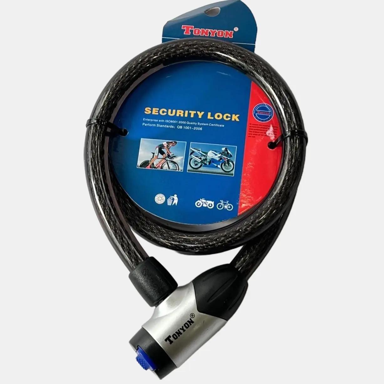 Khoá dây cáp chống trộm xe máy, xe đạp tonyon 15mmx800mm