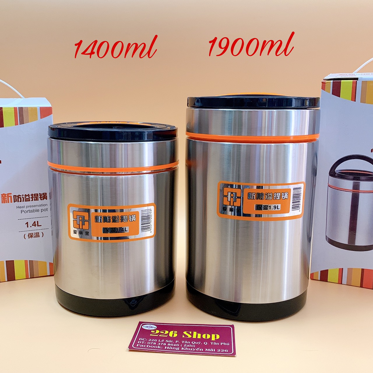 Cà mên inox 2 lớp cao cấp giữ nhiệt .hai size 1400ml và 1900ml