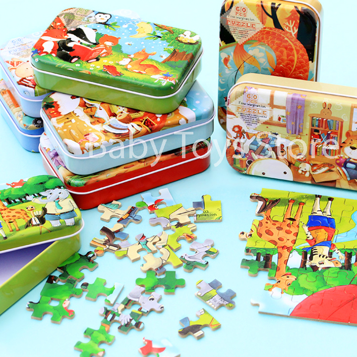 Đồ chơi ghép hình 60 miếng có hộp đựng cho bé từ 3 tuổi - Đồ chơi ghép trang bằng gỗ rèn luyện tư duy trí nhớ thông minh cho trẻ - Thế giới đồ chơi - Quà tặng sinh nhật cho bé trai bé gái cute