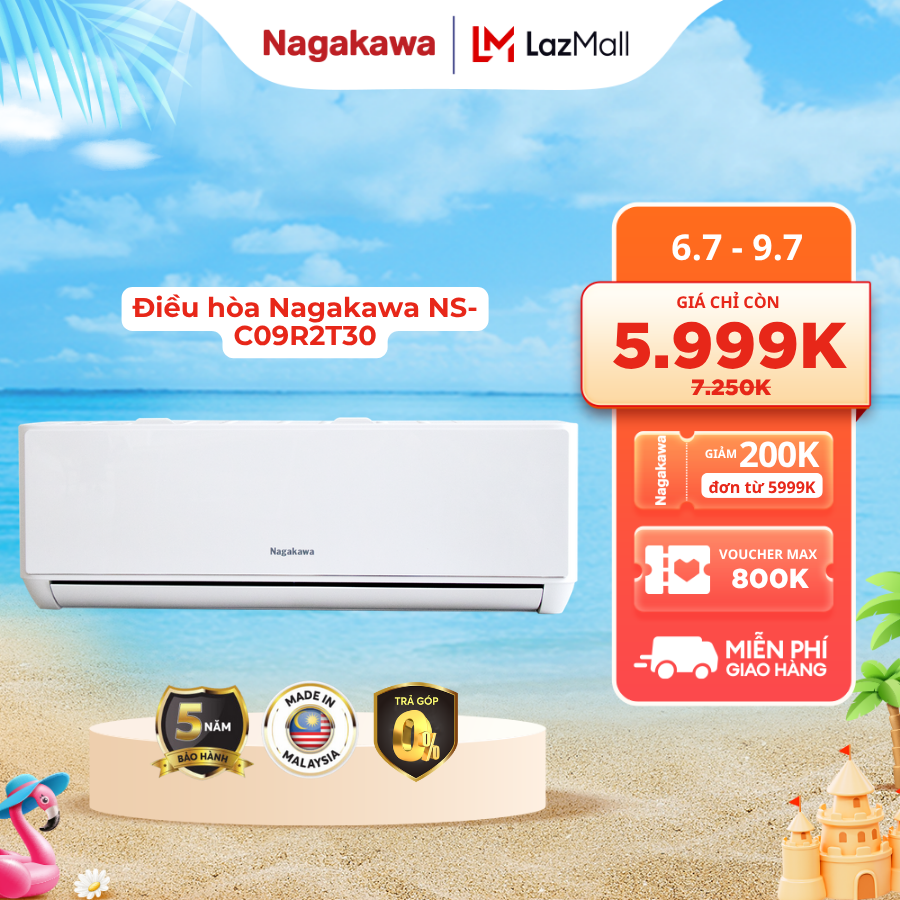 Điều Hòa Treo Tường Nagakawa NS-C09R2T30 9000 Btu - Làm Lạnh Nhanh, Hút Ẩm Hiệu Quả