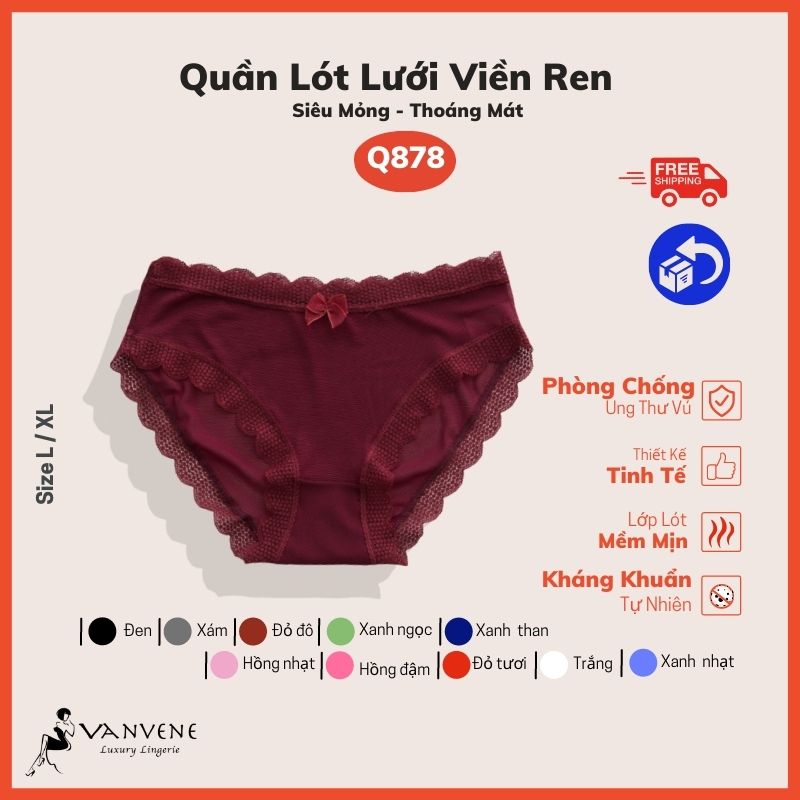 Quần Lót Lưới Viền Ren Siêu Mỏng Thoáng Mát (Video & Ảnh Thật) Q878 - Vanvene Luxury