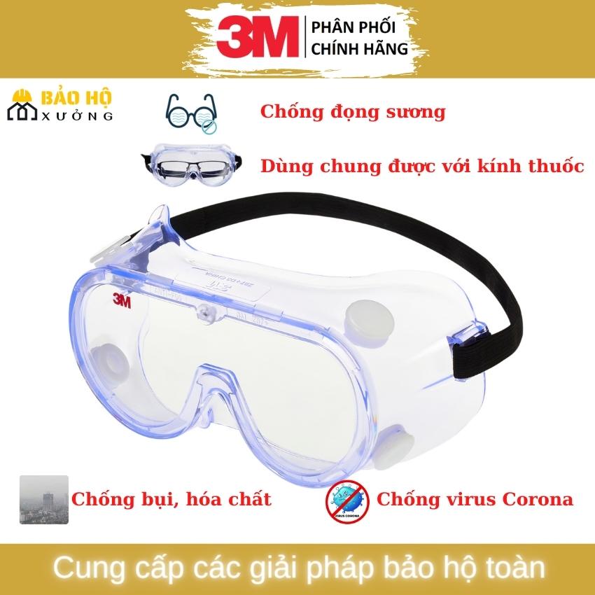 [Freeship, tặng khẩu trang trị giá 12k khi mua 5 sản phẩm] Mắt kính bảo hộ chính hãng 3M 1621AF trong suốt chống dịch, giọt bắn, chống đọng sương, chắn bụi, chống tia UV 100%, dạng goggle sử dụng cho tuyến đầu, phòng mổ