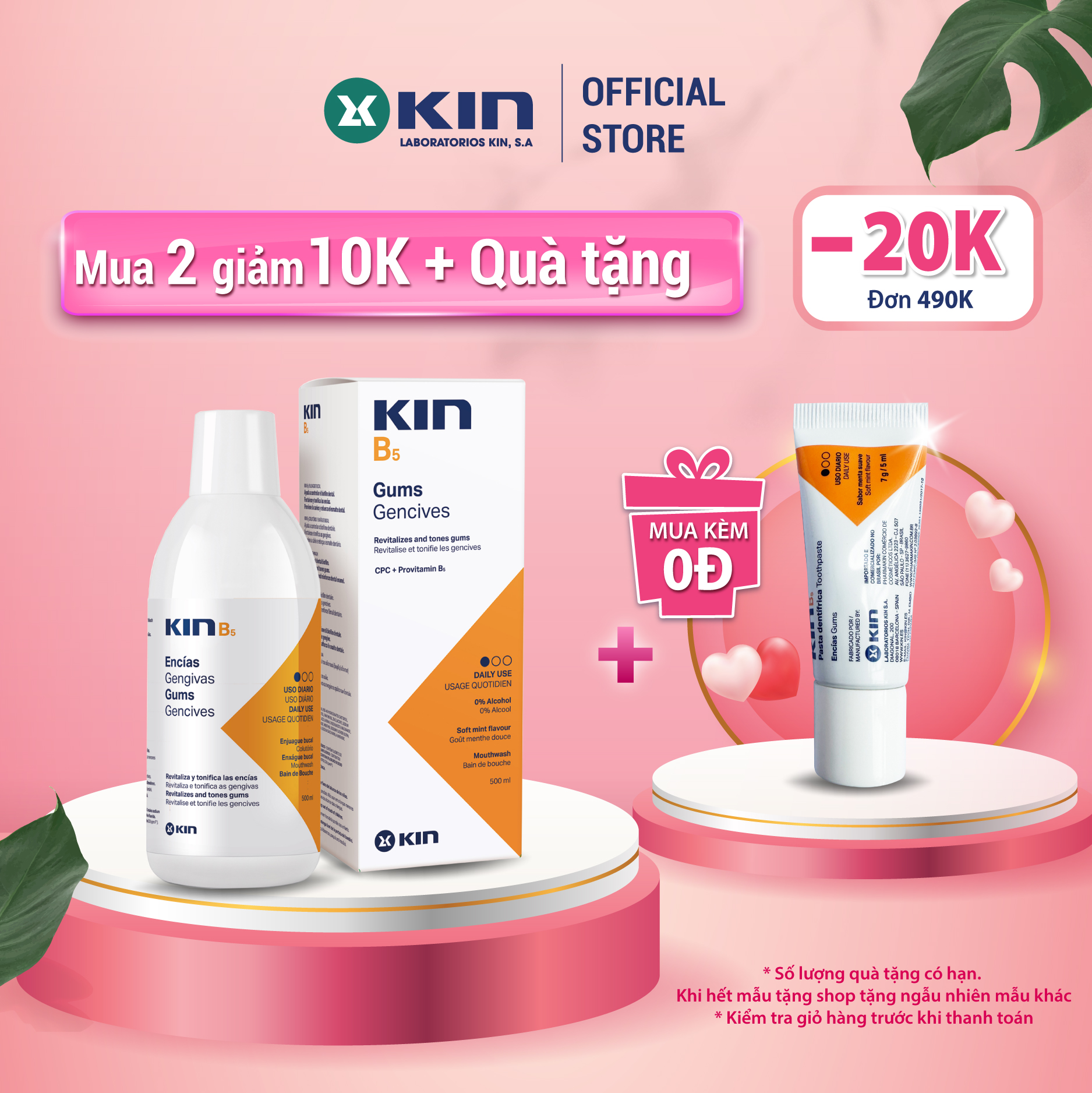 Nước súc miệng KIN B5 ngừa mảng bám khỏe nướu răng trắng sáng tự nhiên
