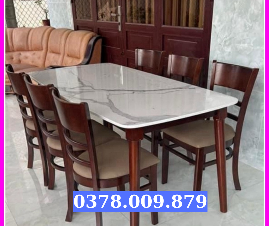 Bàn ăn 6_8 ghế gỗ cau su tự nhiên , bàn ăn cơm gia đình 8 ghế sang trọng